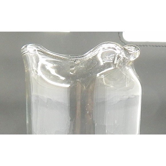 Bamboo Optic Paneled Clear Glass Cocktail Pitcher Blue Ribbed Handle - Picture 7 of 11